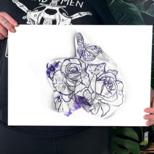 Stencil I - Roses and Butterfly (Archival Print)